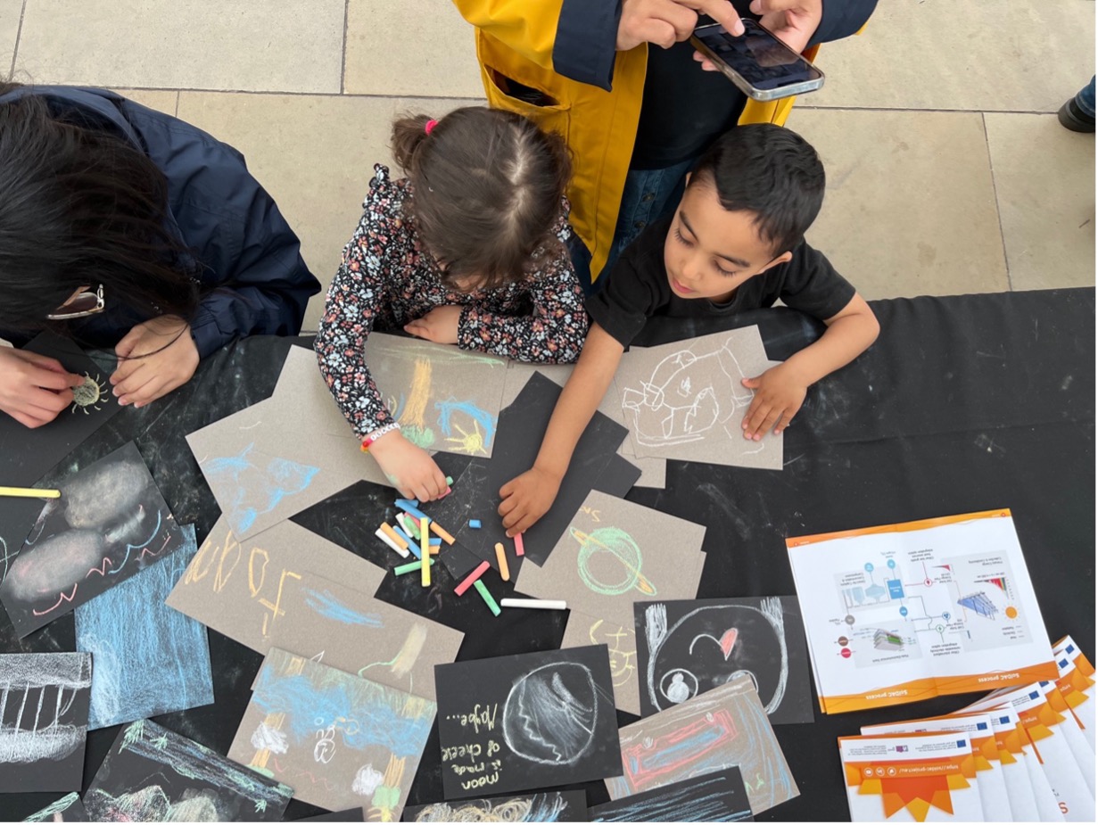 children drawing their hopes for a cleaner future