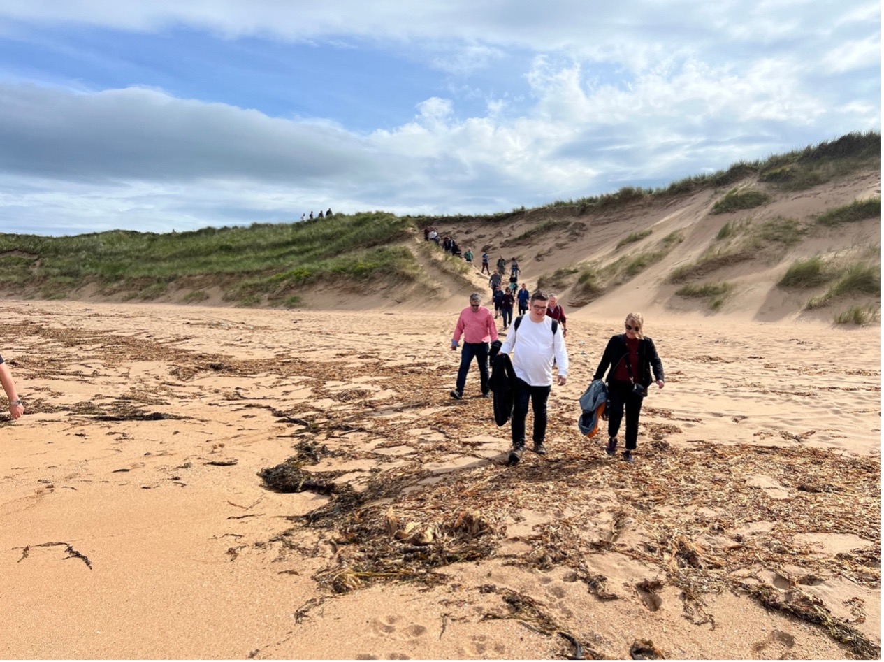 group on a walk around the area